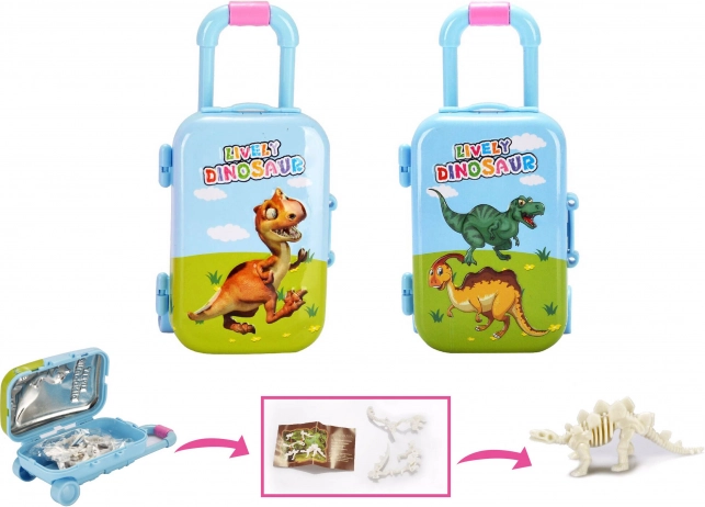 Dinosaurusskelet in een koffertje