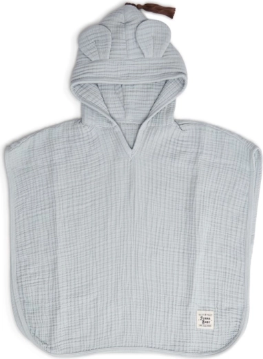 Funnababy mousseline poncho met capuchon dove grey