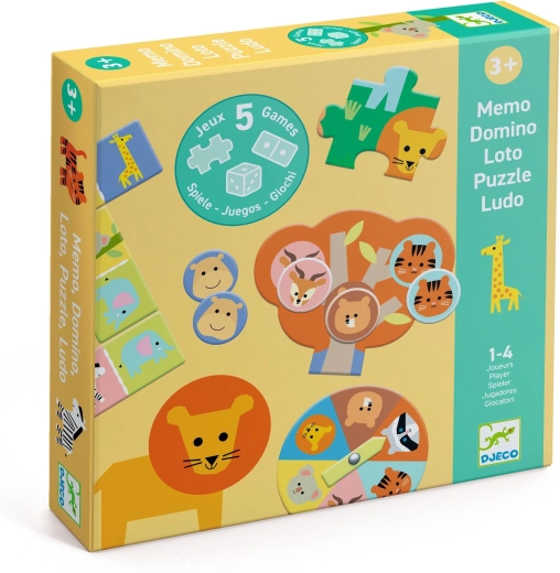 Djeco set van 5 spellen – dieren uit de savanne