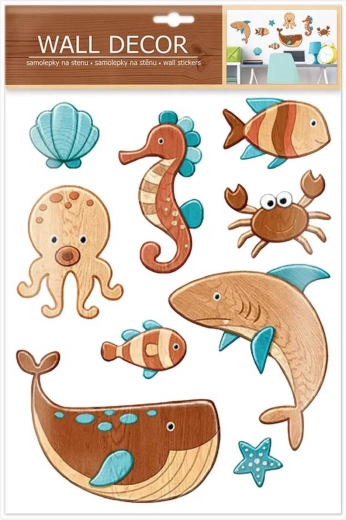 Zelfklevende muurstickers met zeedieren (9 stuks)
