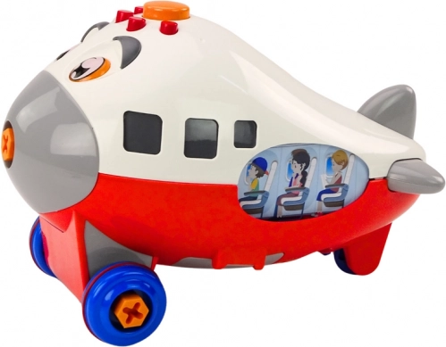 Vrolijk vliegtuig met draaiende propeller