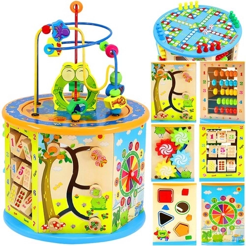 Houten educatieve kubus 8-in-1
