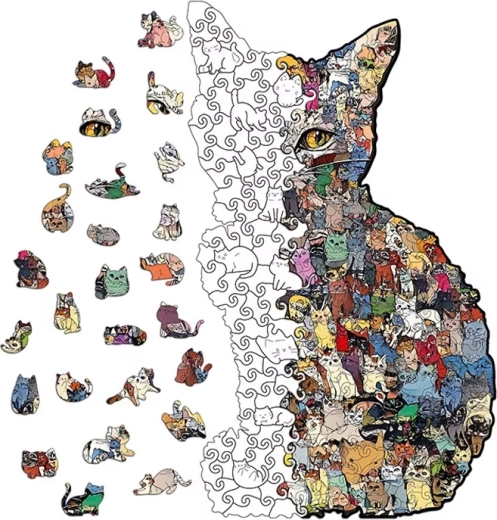 Siluet van een kat vol details (195 stukjes)