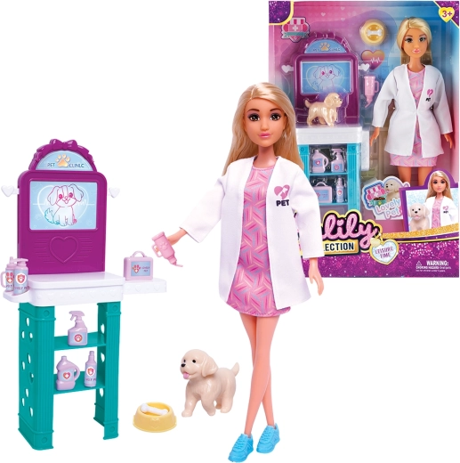 Dierenarts-pop met puppy en accessoires