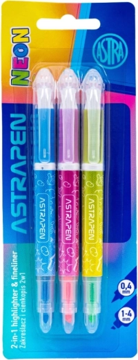 Astra 2-in-1 neon markeerstiften, set van 3 stuks