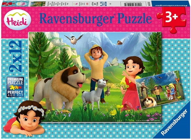 Puzzle RAVENSBURGER Heidi – samen tijd in de bergen 2×12 stukjes