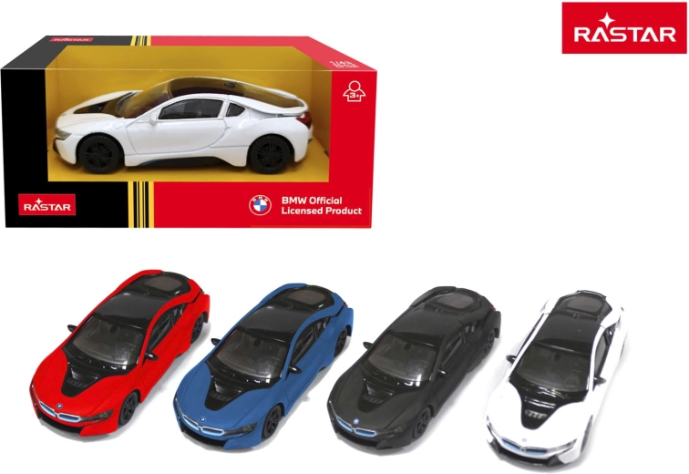 Automodel Rastar BMW i8 1:43 rood - 1 stuk