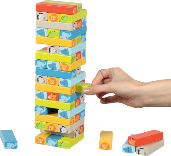 Houten stapeltoren met dieren - 1 stuk