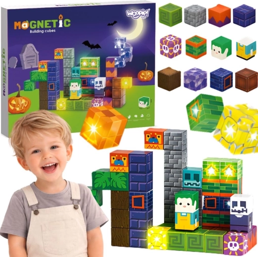 Woopie magnetische lichtgevende blokjes Halloween 63 stuks