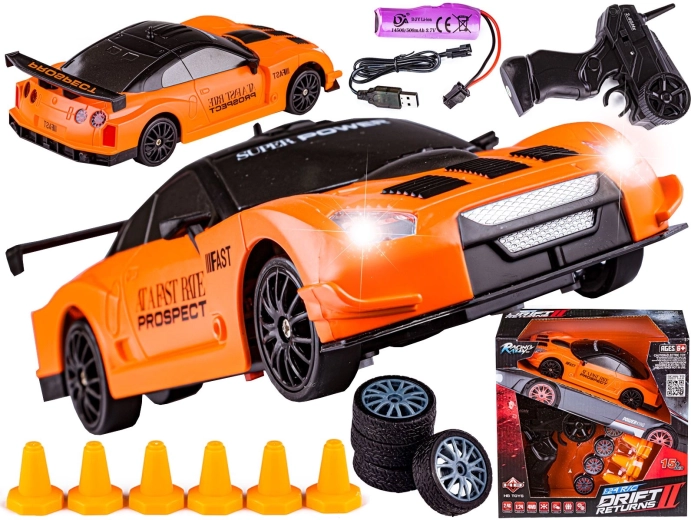 RC drift auto Nissan GT-R 1:24 4WD 2,4 GHz oranje