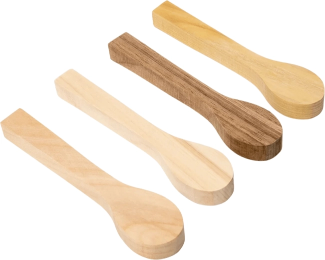 BeaverCraft set houten lepelblanks voor houtsnijden BB2 (kers, linde, moerbei, walnoot)