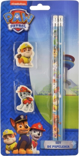 Kantoorbenodigdhedenset Paw Patrol – 2 potloden en 2 gummen