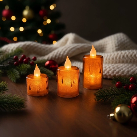 Set LED-kaarsen met warm wit licht, 3 stuks