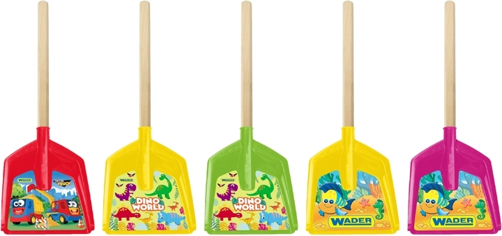 Wader korte schep met houten handvat Happy Summer