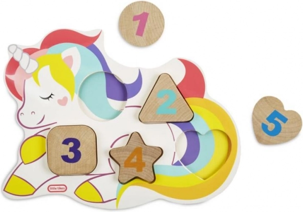 Little Tikes Houten puzzel met cijfers - Eenhoorn, Dinosaurus, Lama