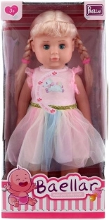 Lopende pop in roze jurkje 40 cm