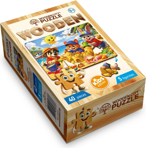 Houten puzzel WOODEN CITY Zomeravontuur op het strand, 40 stukjes