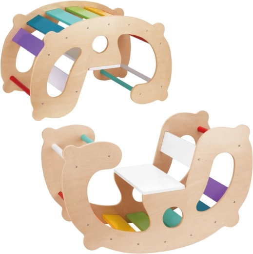 Houten regenboog wip en brug 2-in-1 Montessori FSC WOOPIE GREEN