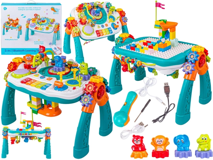 Multifunctioneel educatief tafeltje 2-in-1 met pianootje, treintje, microfoon en Bluetooth