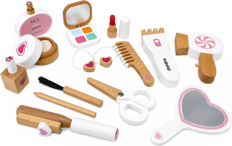 16-delige houten set voor rollenspel in een beautysalon