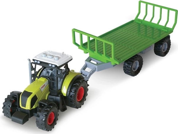 Tractor met aanhanger voor hooibalen met geluid