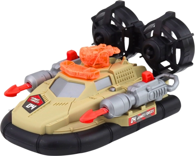 Hovercraft en militaire basis met figuren