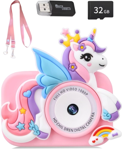 Digitale kindercamera Renew Force DC-101 met twee lenzen en 32 GB-kaart