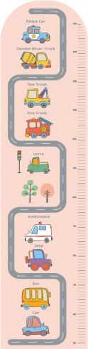 Kinder schuimrubberen groeimeter voor aan de muur Auto’s