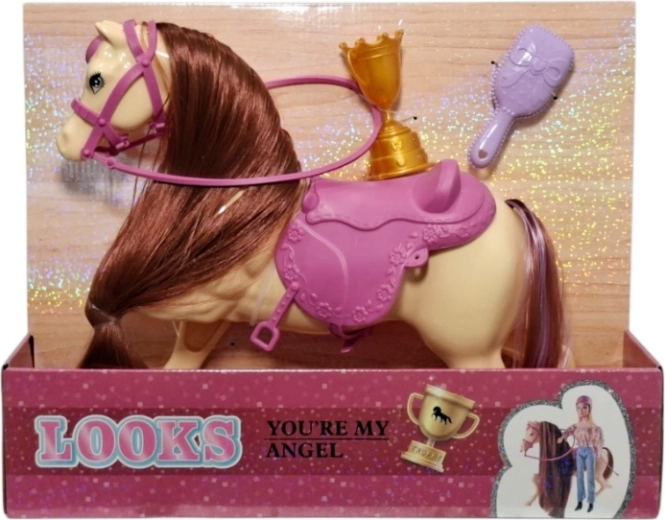 Accessoires voor een pop: paard met accessoires - 1 stuk