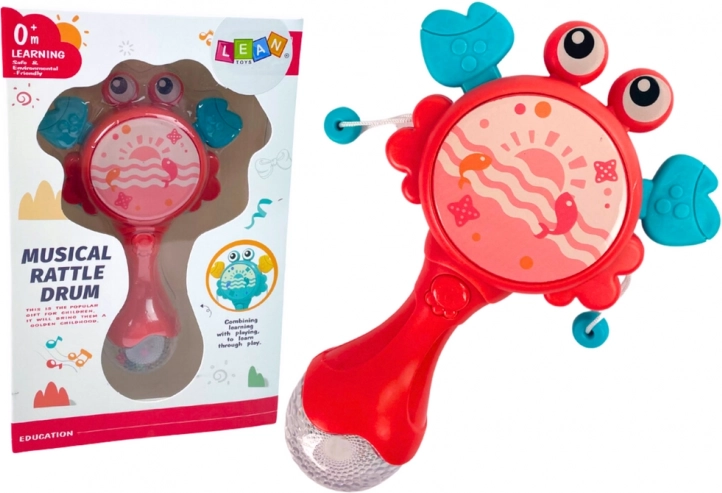 Baby krab rammelaar Drum Lights Melodies Rood