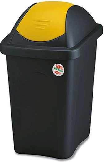 Kantelbare afvalbak MULTIPAT 30 l, rechthoekig, zwart‑geel deksel
