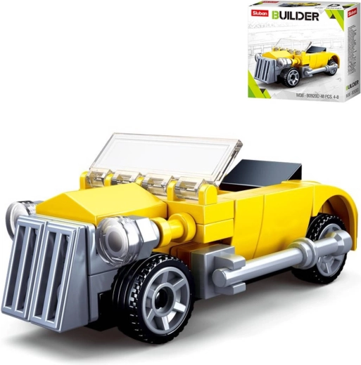 Sluban Builder gele cabrio oldtimer – bouwset 48 onderdelen