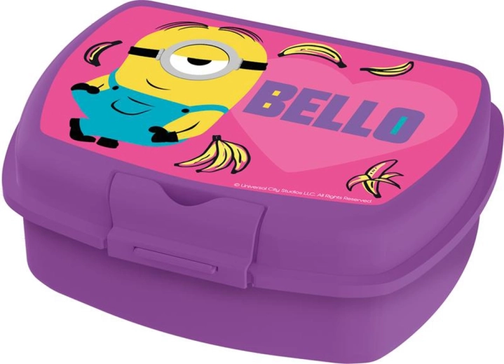 Plastic broodtrommel Minions, paars