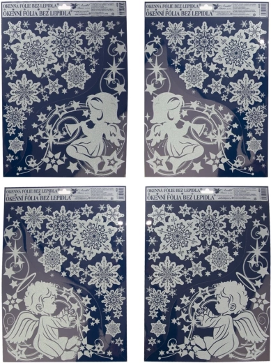 Raamhoekfolie Engel met glittereffect 30 × 38 cm