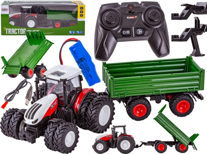 Op afstand bestuurbare tractor met kiepaanhanger RC 1:24 - 1 stuk