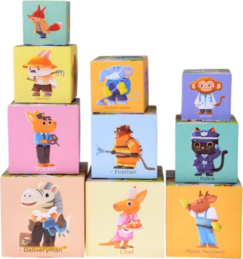 Dieren in beroepen en voertuigen voor fantasierijk spel