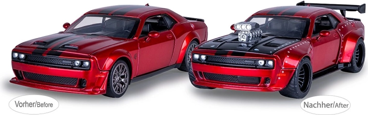 Metalen model Dodge Challenger SRT Jailbreak 1:36 rood 2-in-1