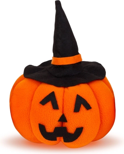 Halloween textielen pompoendecoratie met zwarte hoed