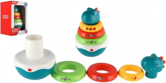 Wiebeldinosaurus met stapelringen (piramide) 16 cm