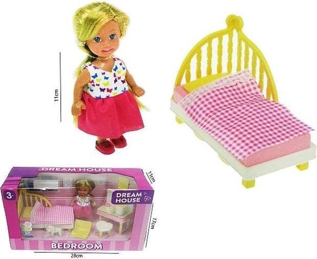 Pop 11 cm met slaapkamer set