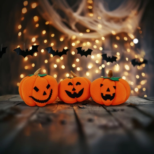 Halloween textieldecoratie pompoen - 1 stuk