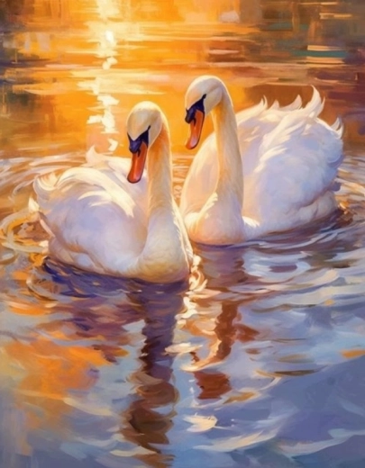 Norimpex diamantpainting witte zwanen 30 × 40 cm