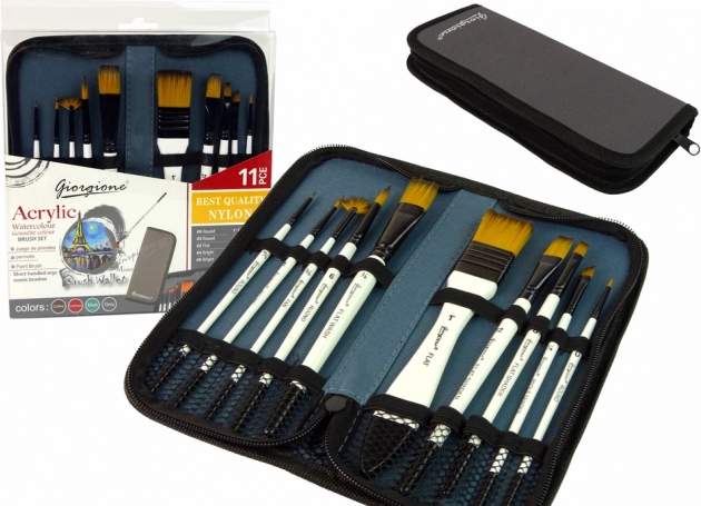 Set kwasten voor kunstenaars 10 stuks in etui