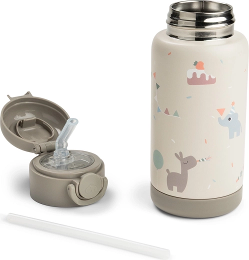Done by Deer thermofles met rietje Celebration zandkleurig 340 ml