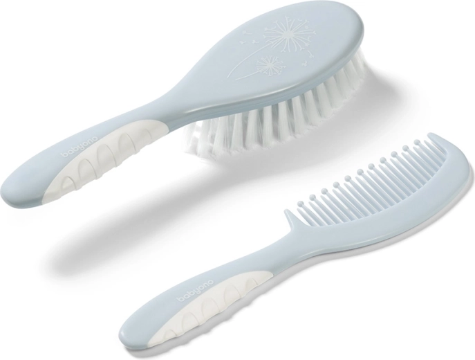 BabyOno borstel en kam voor babyhaar met antisliphandvat – blauw