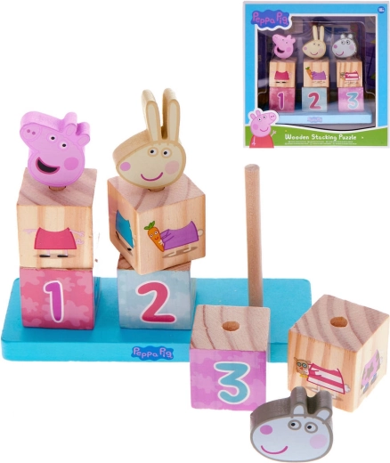 Houten rijgblokken Peppa Pig, 9 onderdelen