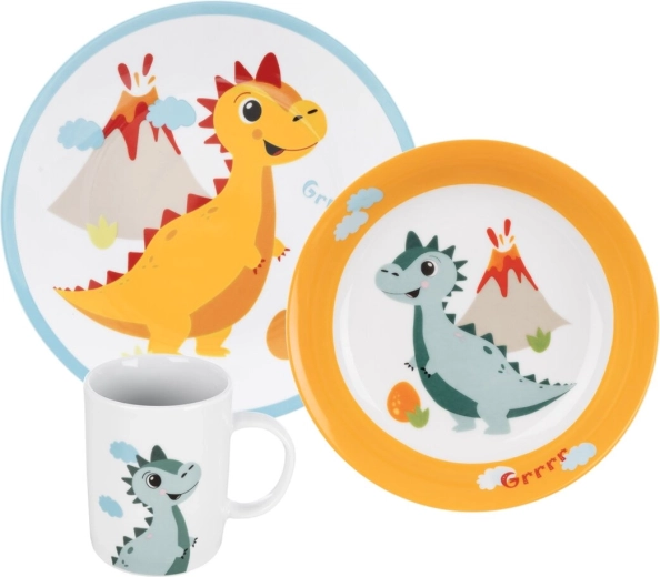 Ronde kinderserviesset dino 3 stuks
