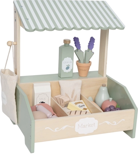 Jabadabado mini market – houten kraampje met levensmiddelen