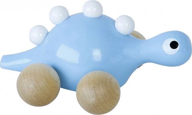 Houten dinosaurus op wieltjes Blauw