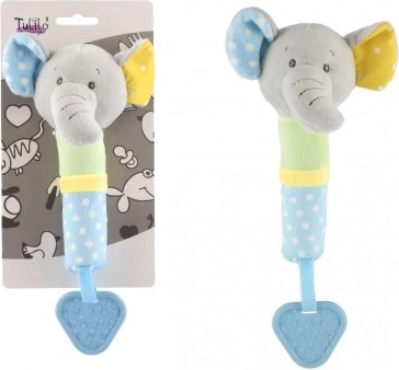 Pluchen olifant met pieper en bijtring 23 cm